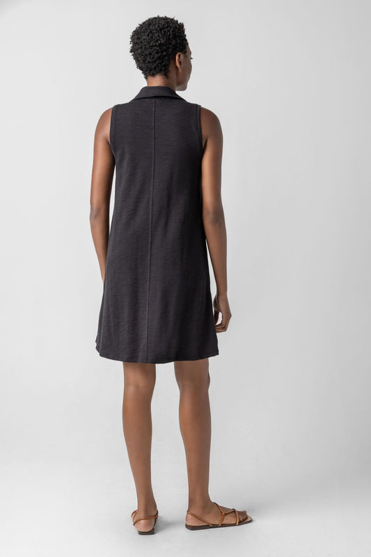 Sleeveless Collared Dress Womens Dress Black A2