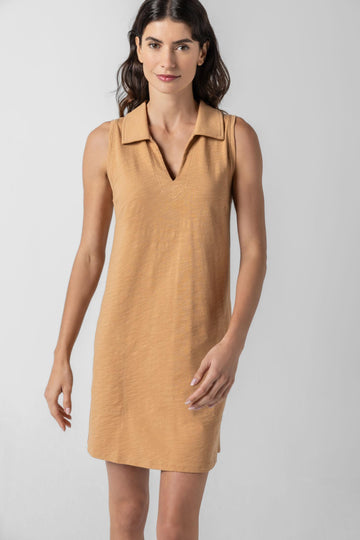 Sleeveless Collared Dress Womens Dress Teak A1