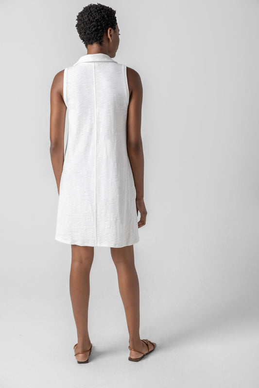 Sleeveless Collared Dress Womens Dress White A2