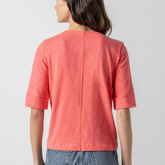 Cuffed Sleeve Split Neck Womens Top Reef A2
