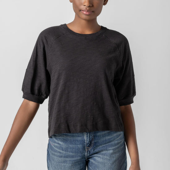 Raglan Sweatshirt Tee Womens Top Black A1