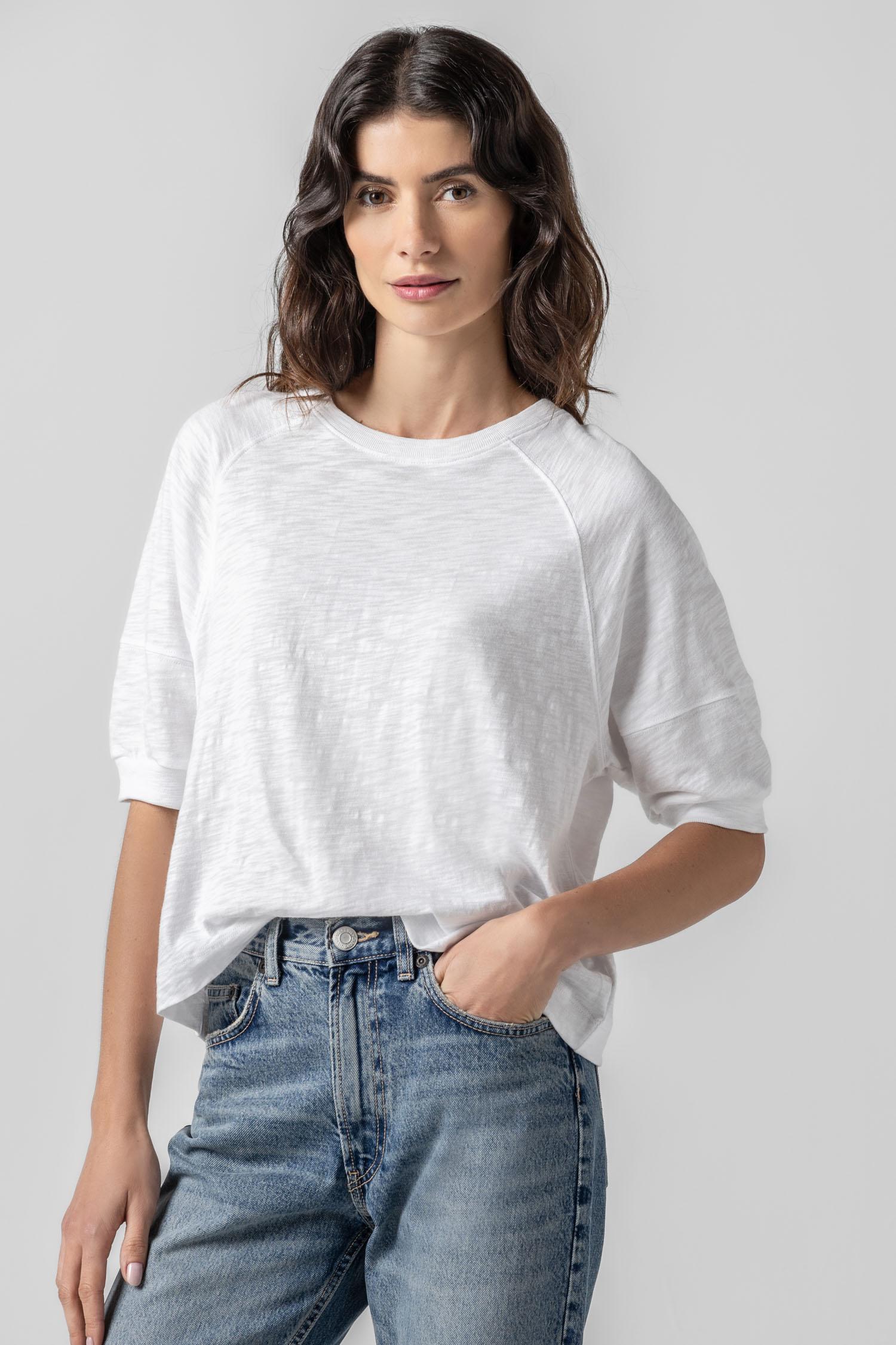 Raglan Sweatshirt Tee Womens Top White A1