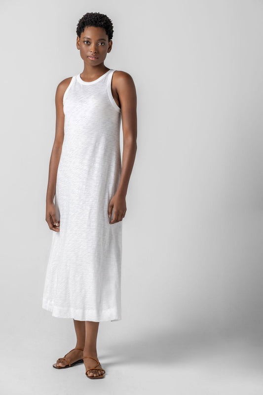 Jewel Neck Tank Dress Womens Dress White A1