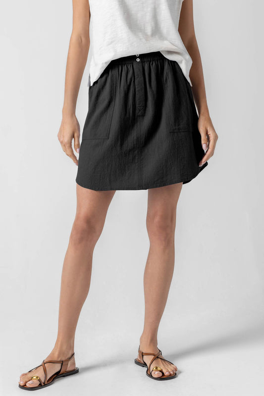 Round Hem Skirt Womens Skirt Black A1