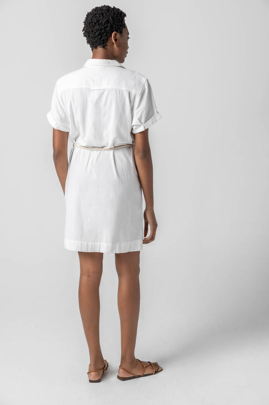 Half Placket Shirt Dress in color White Image A2