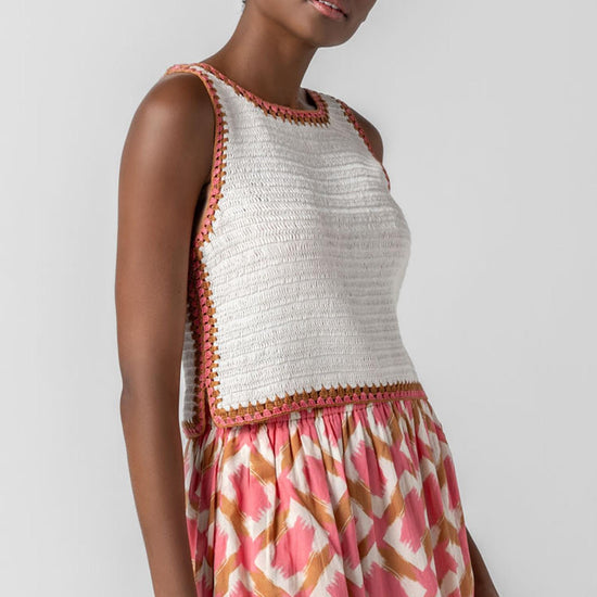 <p>Our multicolor Crochet Tank is a truly special piece, hand-crocheted by artisans in India. With its slightly shorter length, it pairs perfectly with our Air Textured Cotton bottoms, creating a balanced and effortless summer look. Thoughtfully crafted and full of detail, this tank adds a unique touch to your warm-weather wardrobe.</p> Womens Top Ivory A1