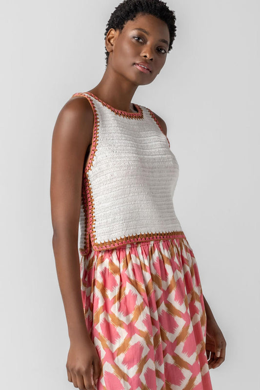 <p>Our multicolor Crochet Tank is a truly special piece, hand-crocheted by artisans in India. With its slightly shorter length, it pairs perfectly with our Air Textured Cotton bottoms, creating a balanced and effortless summer look. Thoughtfully crafted and full of detail, this tank adds a unique touch to your warm-weather wardrobe.</p> Womens Top Ivory A1