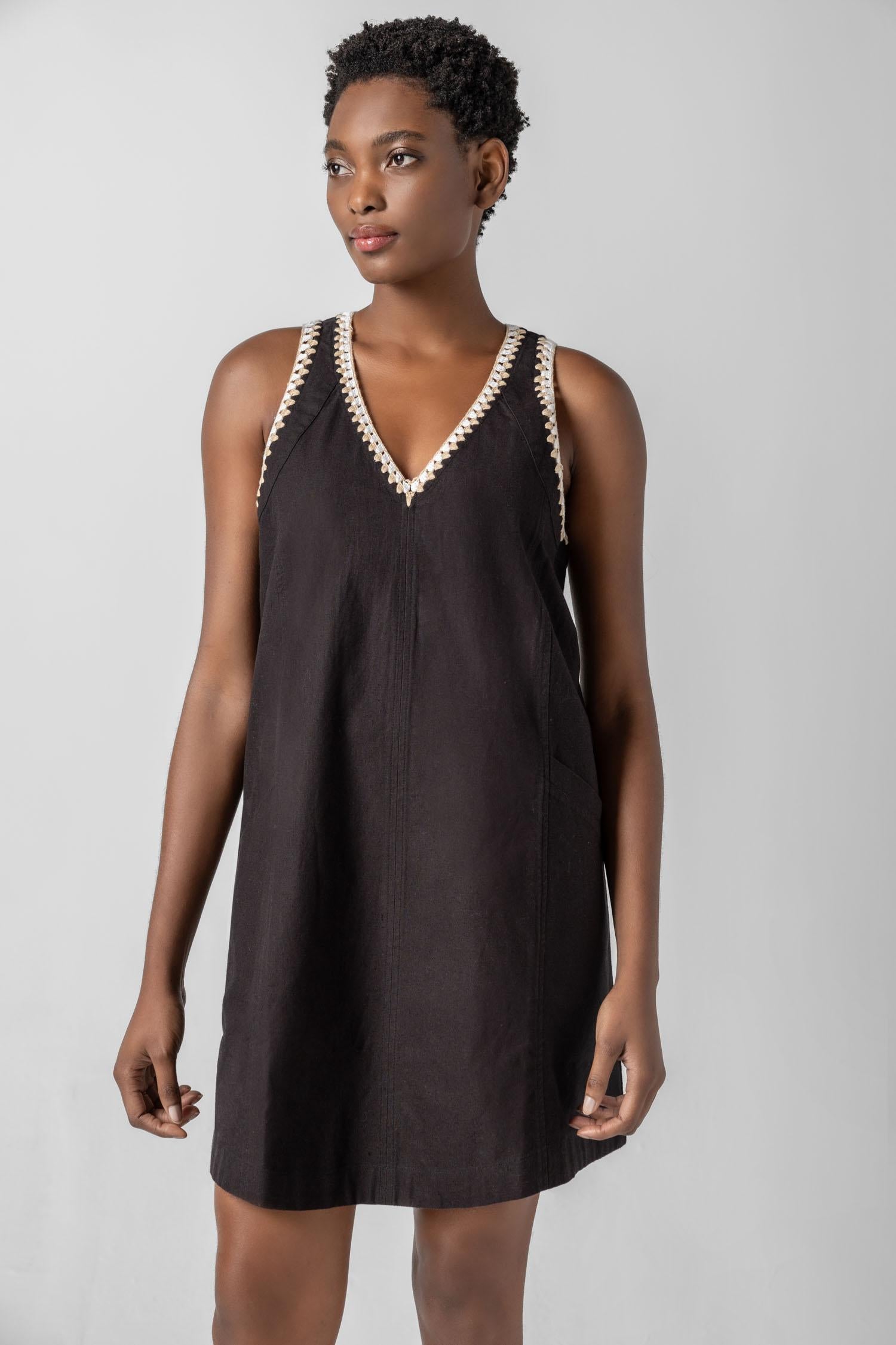Crochet Trim V-Neck Dress – Lilla P