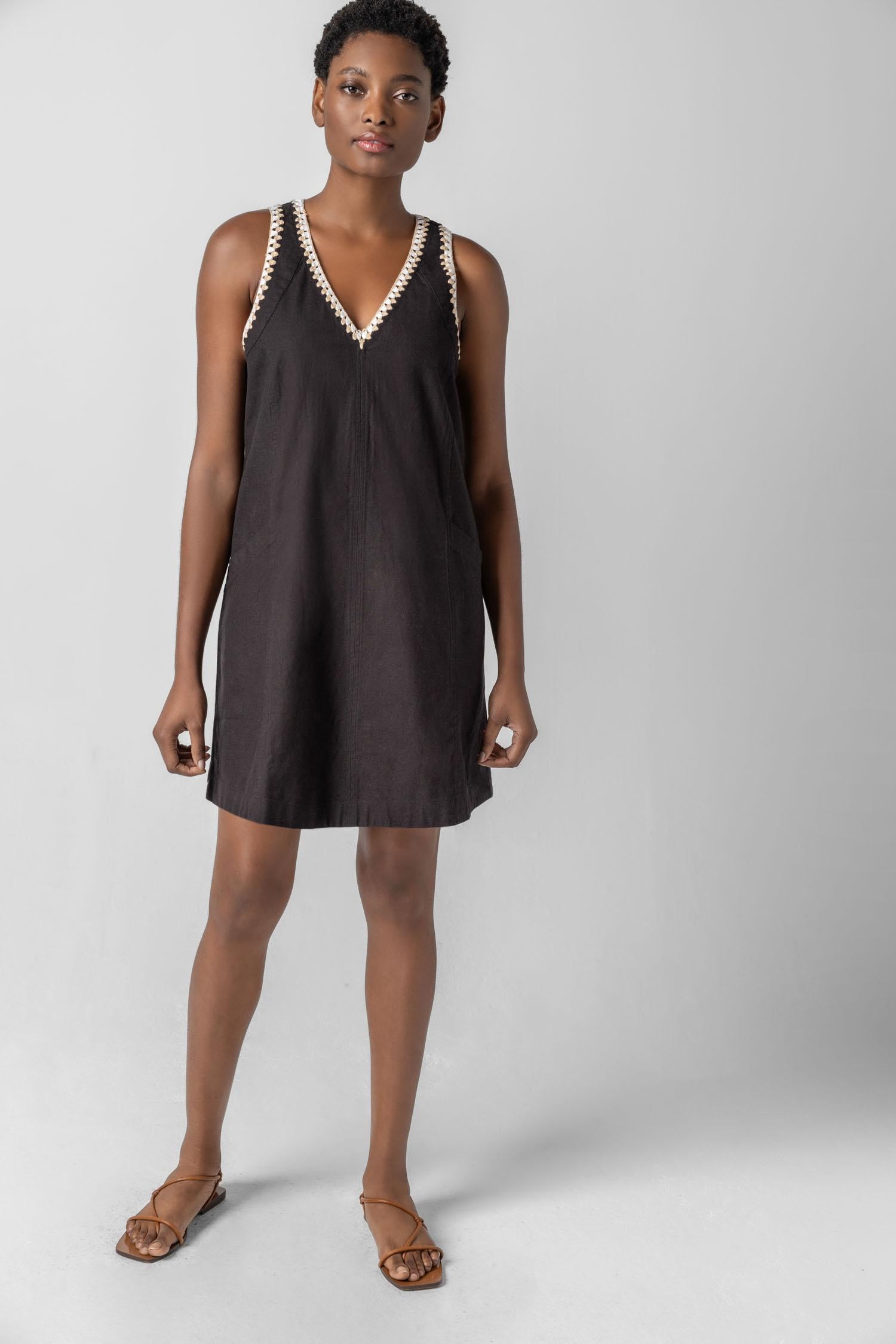 Crochet Trim V-Neck Dress – Lilla P
