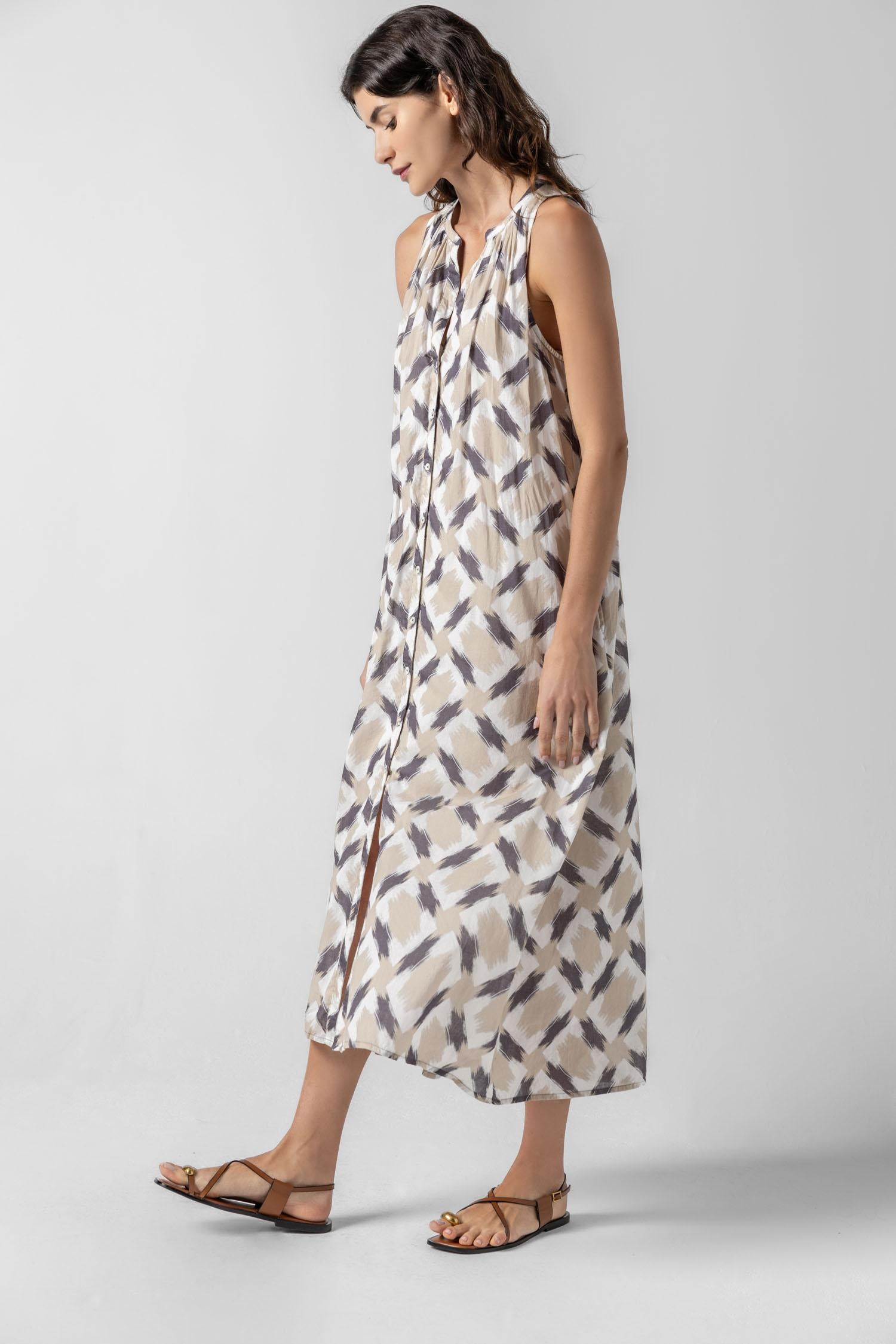 Lilla P Split Neck Belted Maxi Dress