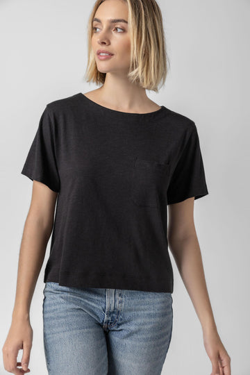 Easy Short Sleeve Pocket Tee in color Black Image A1