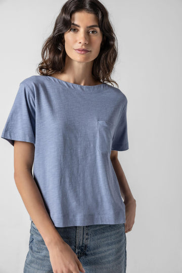 Easy Short Sleeve Pocket Tee in color Indigo Image A1