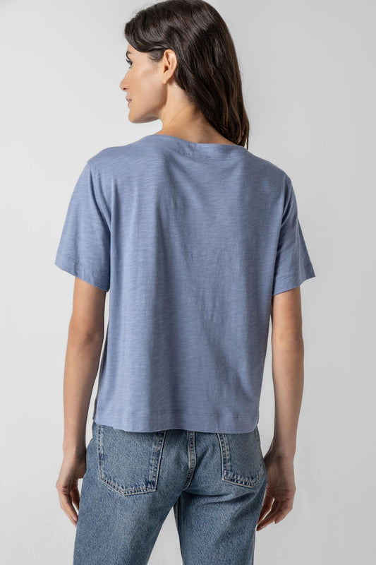 Easy Short Sleeve Pocket Tee in color Indigo Image A2