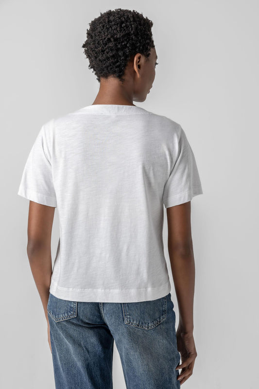 Easy Short Sleeve Pocket Tee in color White Image A2