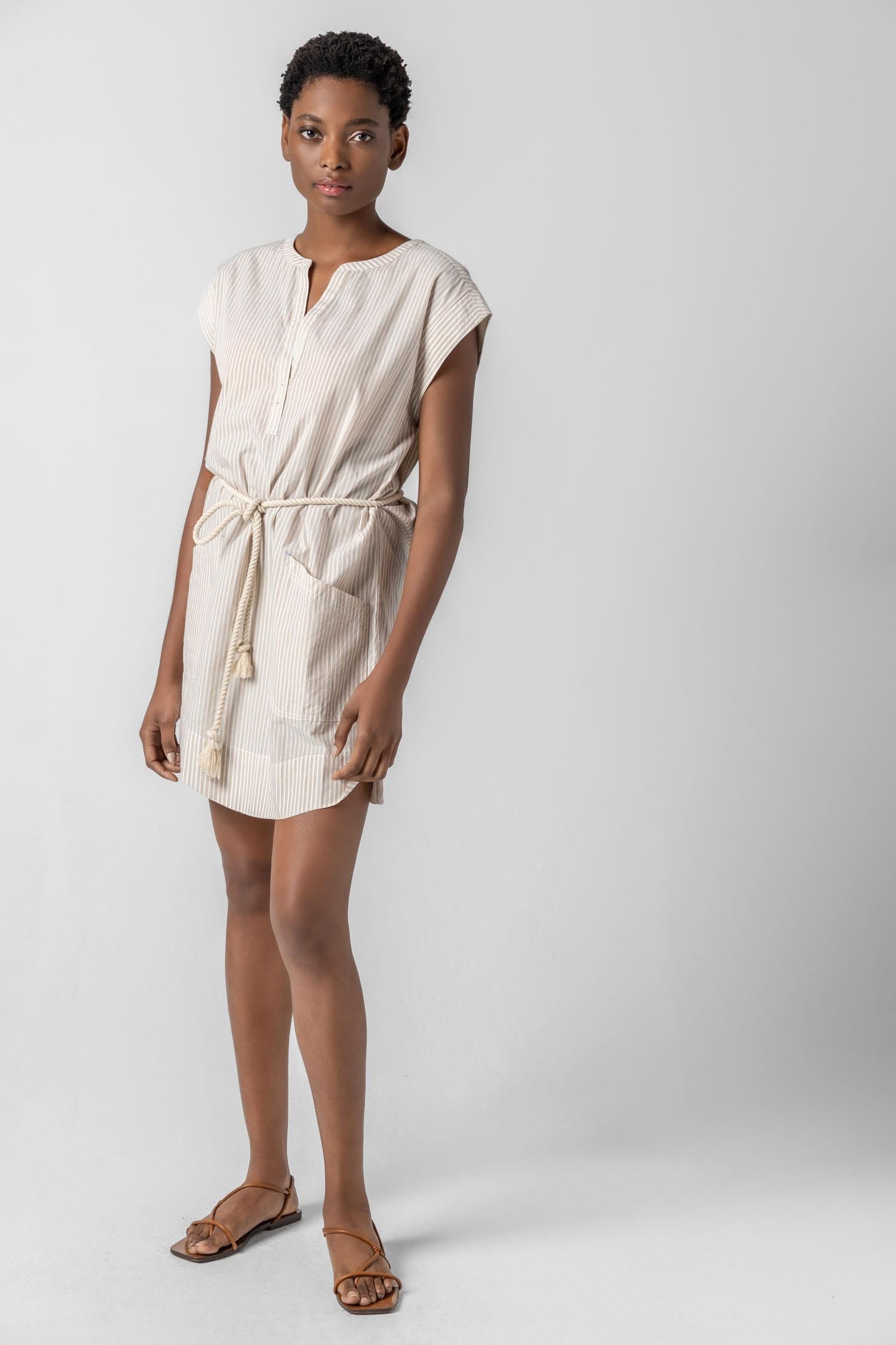 Striped Split Neck Dress – Lilla P