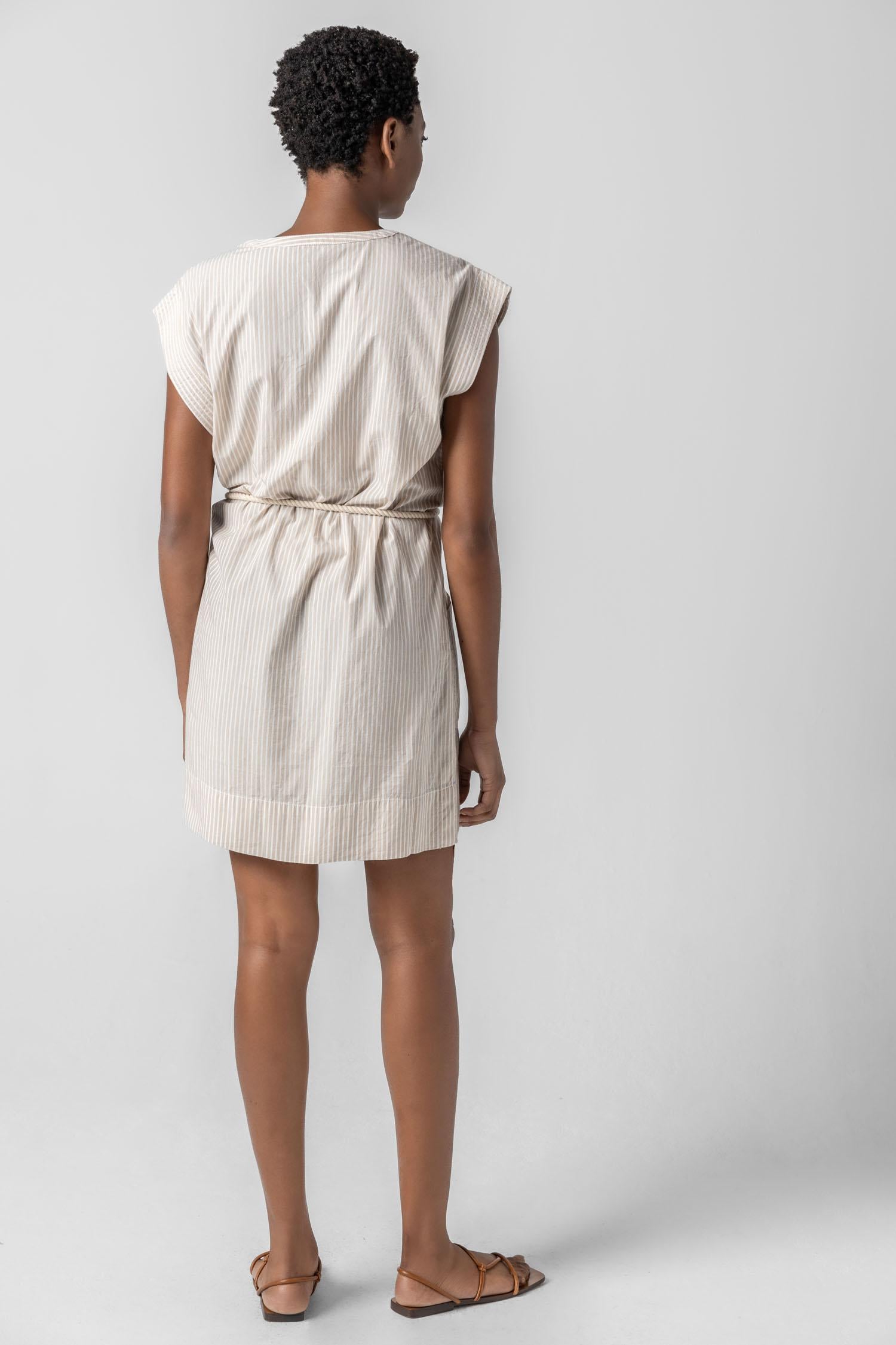 Striped Split Neck Dress  Lilla P