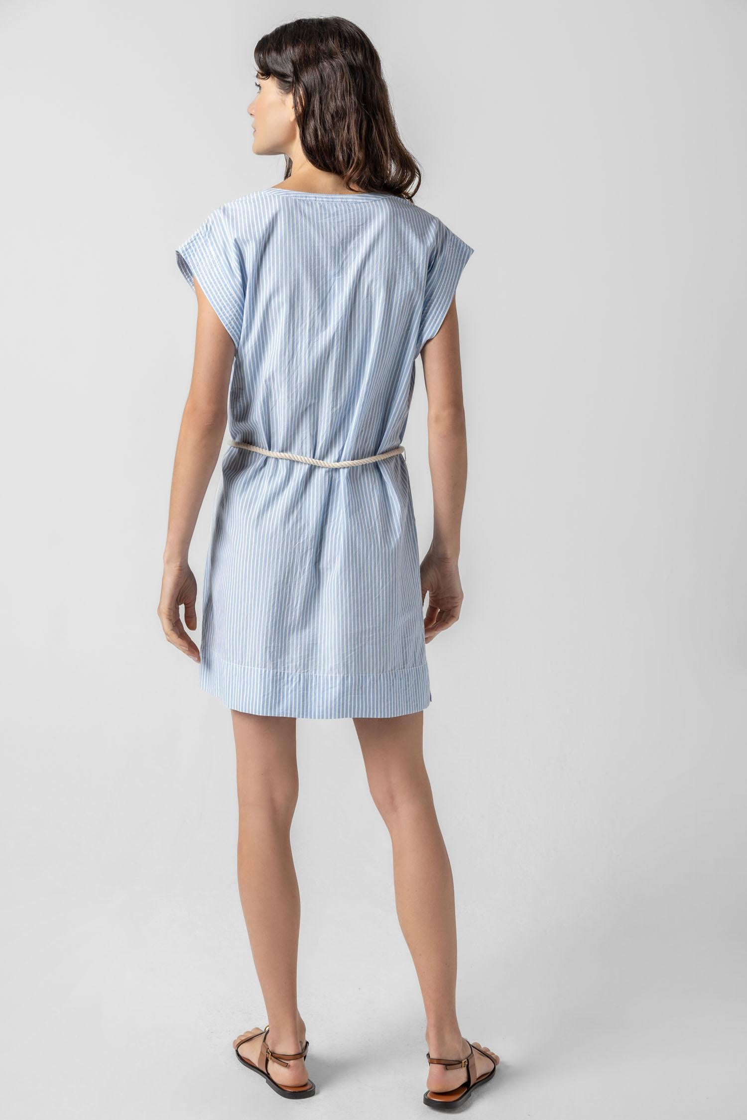 Striped Split Neck Dress Lilla P Striped Split Neck Dress Lilla P