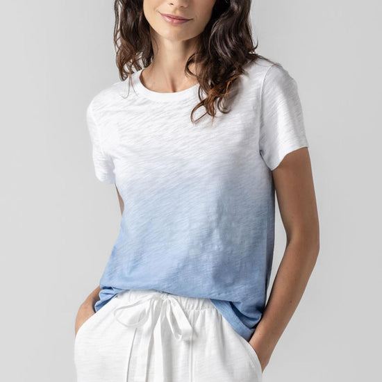 <p>We took a favorite silhouette and best-selling fabric and added a unique twist. Featuring the same flattering design as our solid version Using a hand-sprayed ombre effect, this tee has texture and adds novelty to your tee shirt collection. Designed with a back seam and a silhouette that skims the body without being too fitted, this style combines unique details with effortless wearability. It's the perfect addition to elevate your everyday looks.</p> Womens Top Harbor Ombre A1