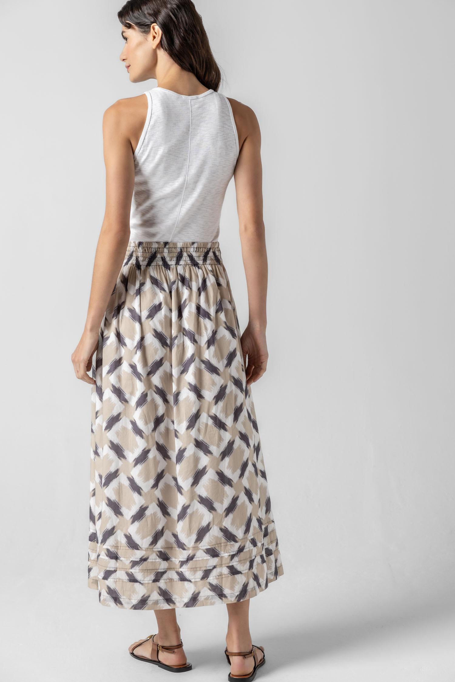 【I AM MARI】Peulijyu Shirring H-line Skirt Pima Cotton Modal Black Skirt - The High Hopes Skirt - AYR