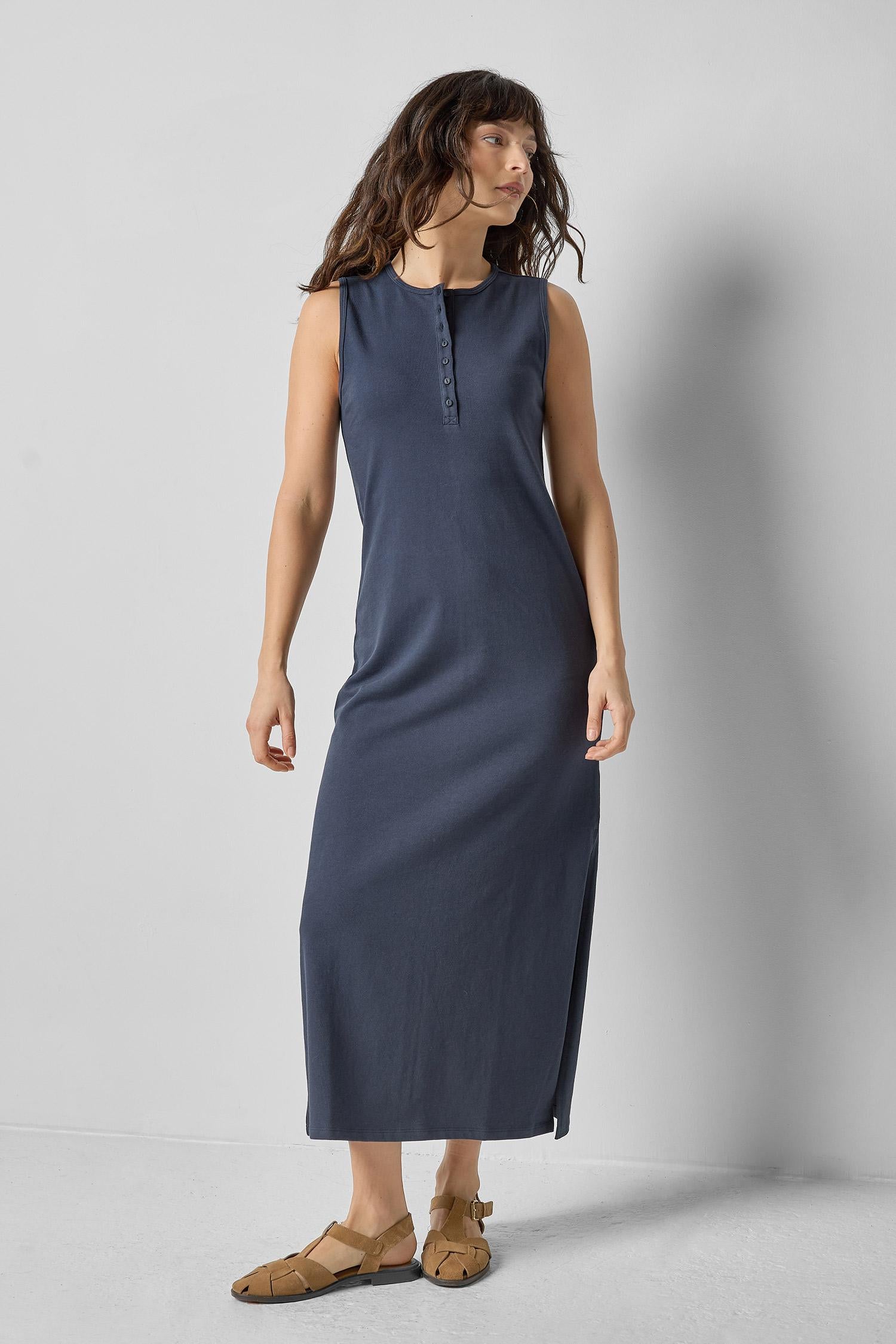 <p>Henley Maxi Dress</p> Womens Dress Dark Navy A1