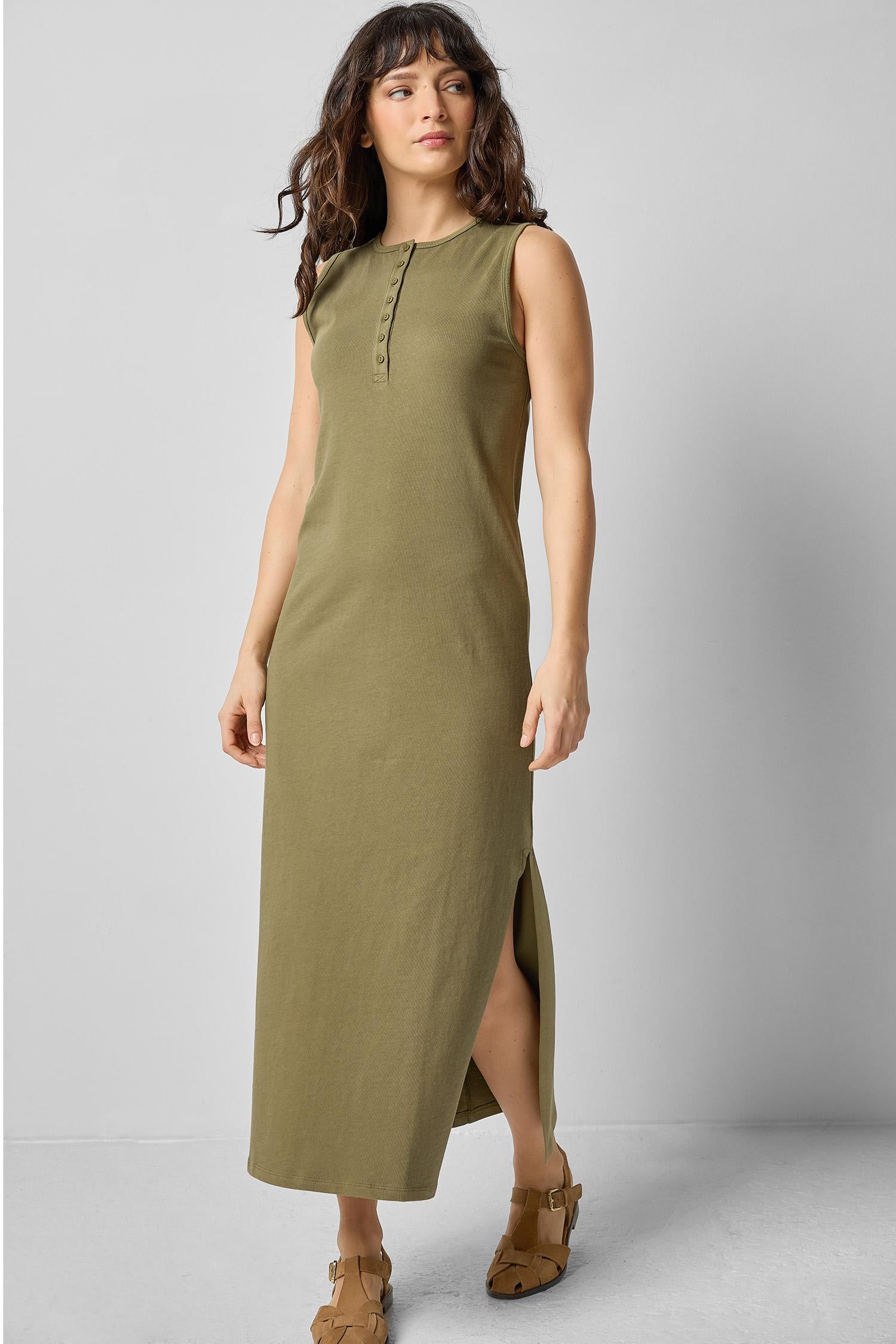 <p>Henley Maxi Dress</p> Womens Dress Kelp A1