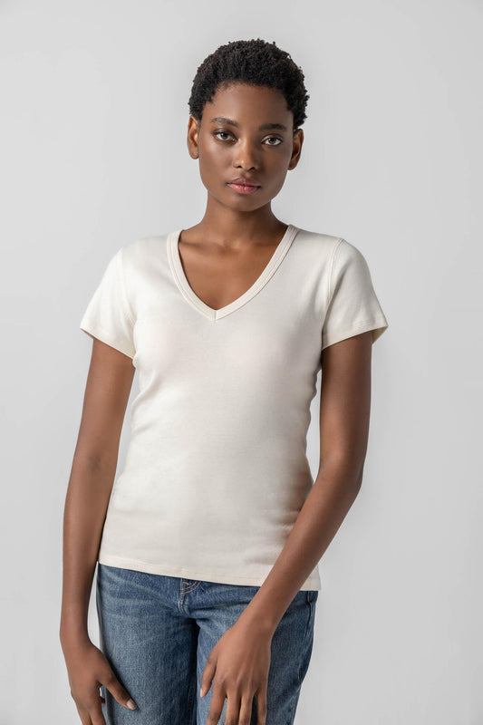 Short Sleeve V-Neck Womens Top Rope A1