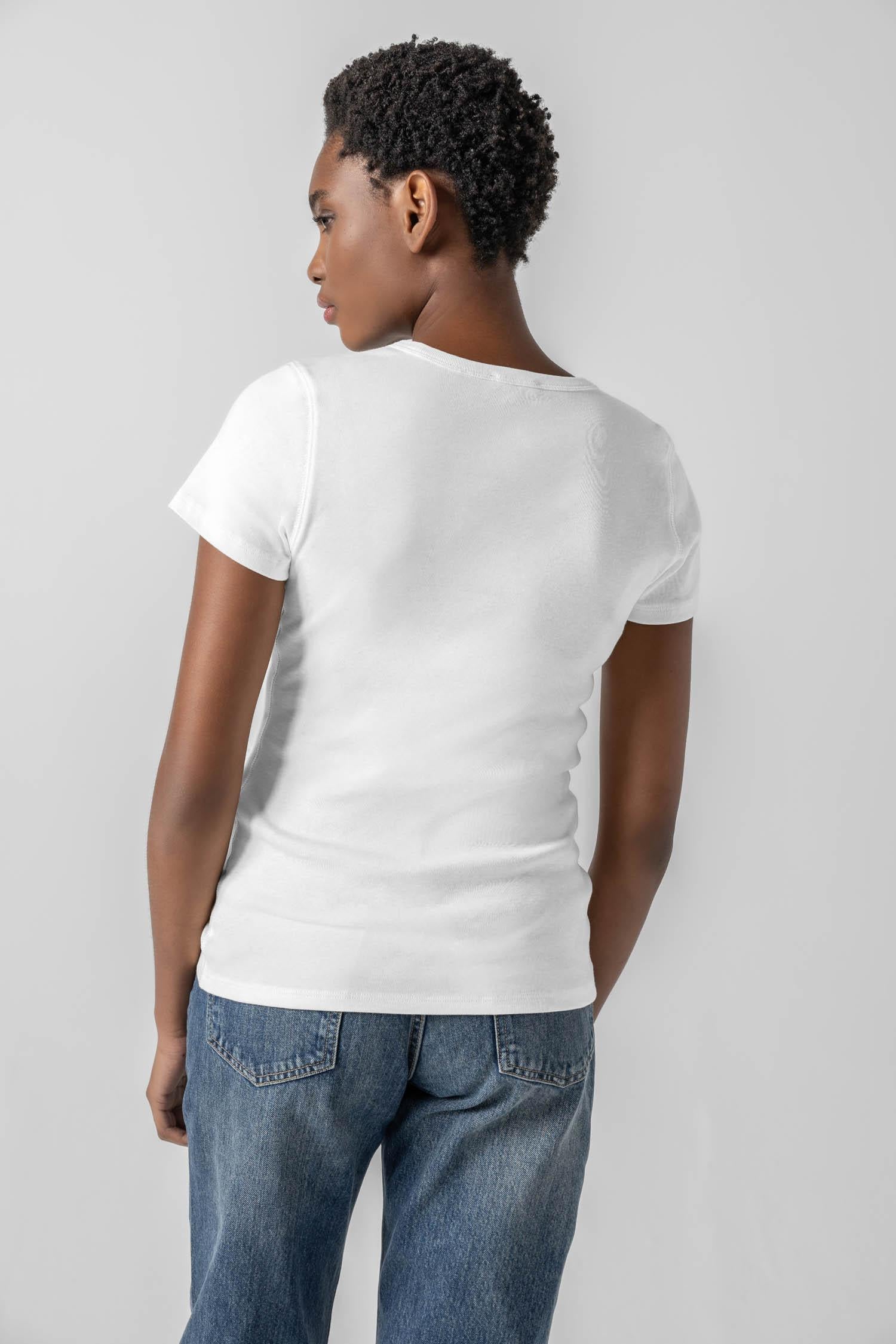 Short Sleeve V-Neck Womens Top White A2