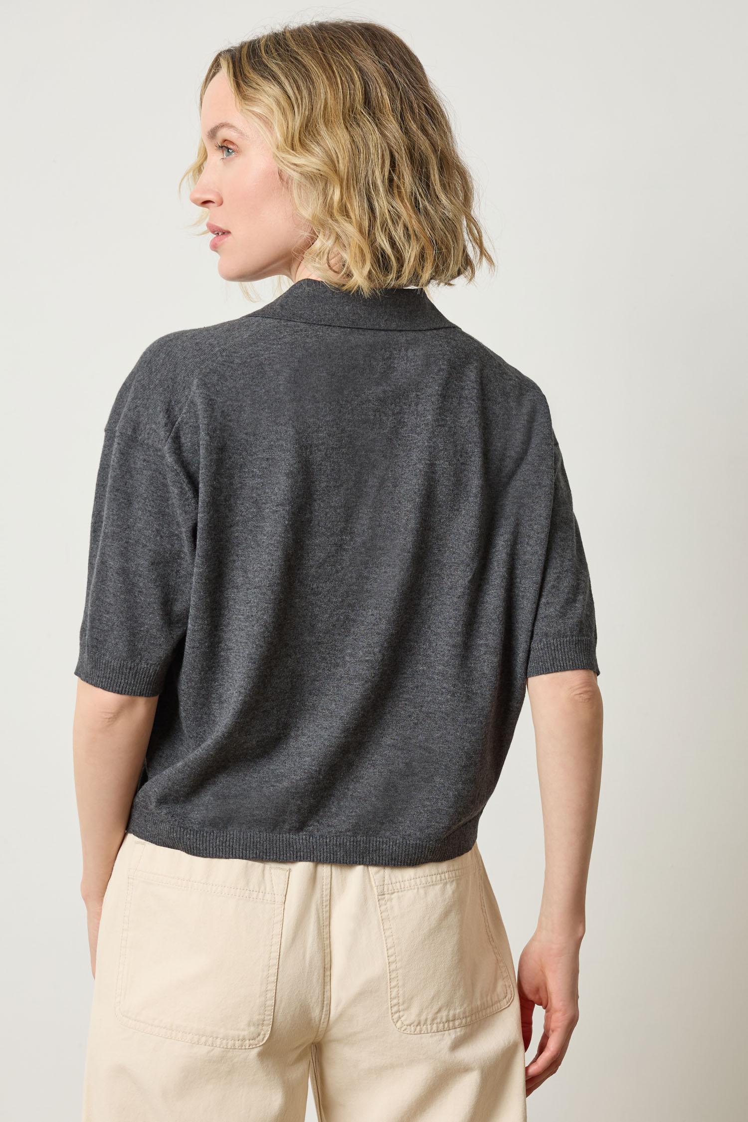 Drop Shoulder Polo Neck Sweater in color Licorice Image A2