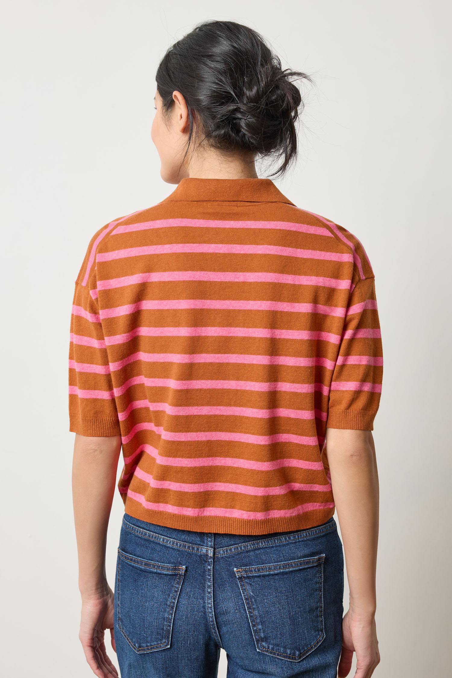 Drop Shoulder Polo Neck Sweater in color Sierra/Calypso Image A2