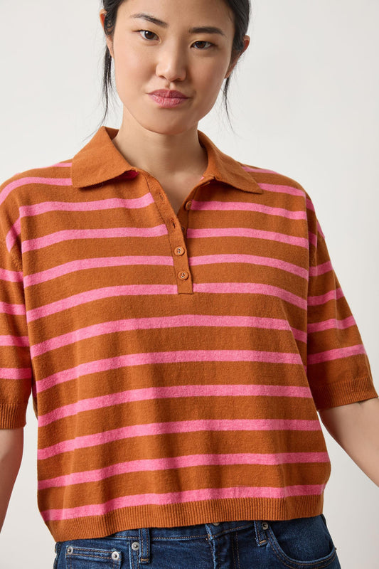 Drop Shoulder Polo Neck Sweater in color Sierra/Calypso Image A4