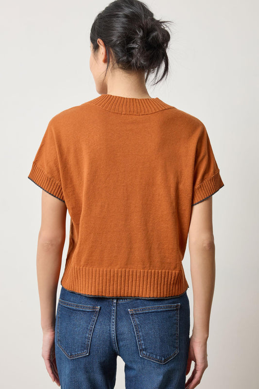 Pleated Sleeve Crewneck Sweater Womens Sweater Sierra A2