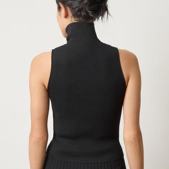 Rib Turtleneck Shell Sweater Womens Sweater Black A2