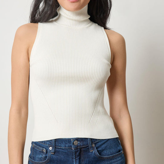 Rib Turtleneck Shell Sweater Womens Sweater Cream A1