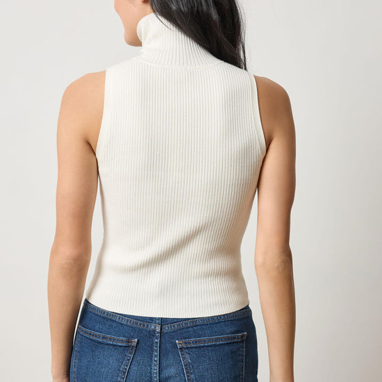 Rib Turtleneck Shell Sweater Womens Sweater Cream A2
