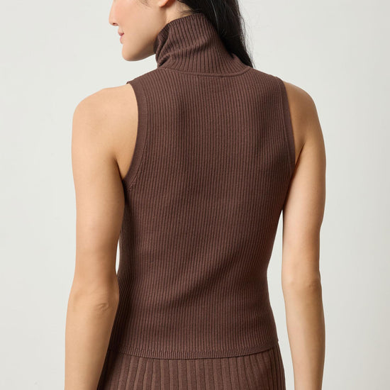 Rib Turtleneck Shell Sweater Womens Sweater Mink A2