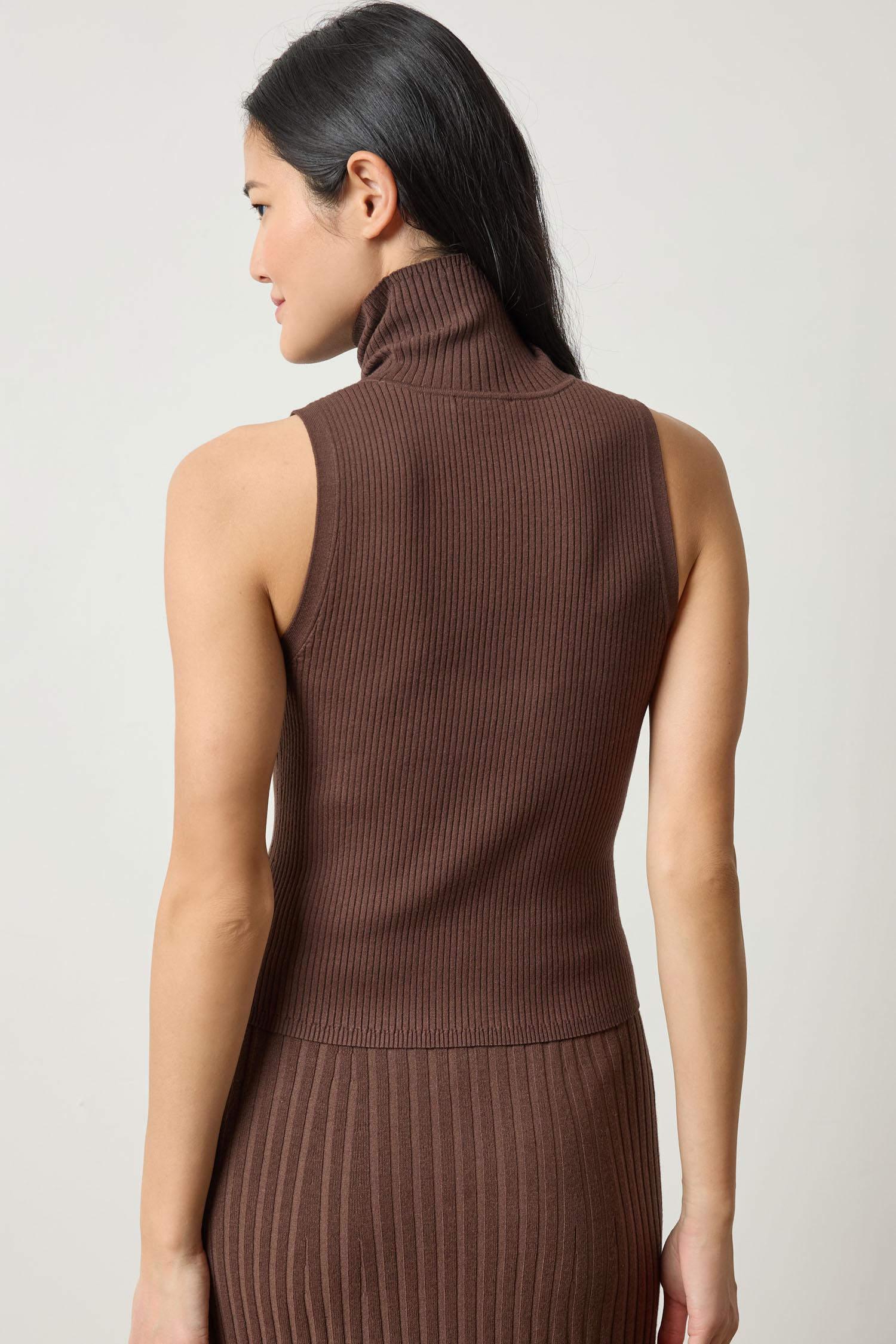 Rib Turtleneck Shell Sweater Womens Sweater Mink A2