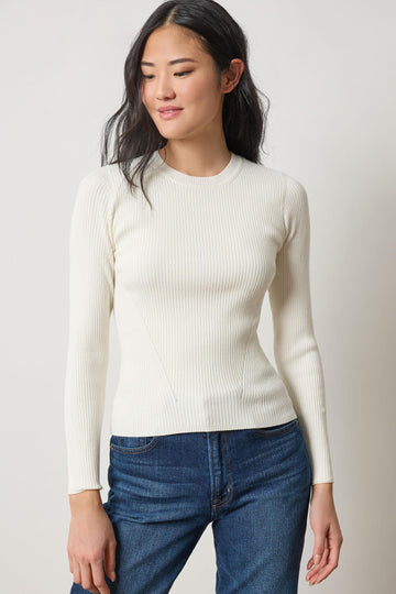 Fitted Crewneck Sweater in color Cream Image A1