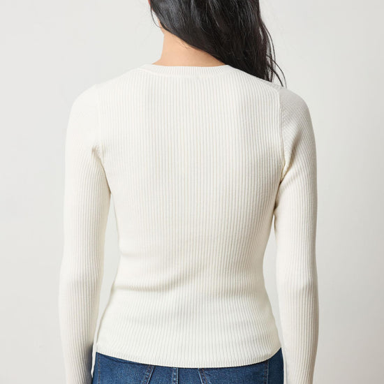 Fitted Crewneck Sweater in color Cream Image A2