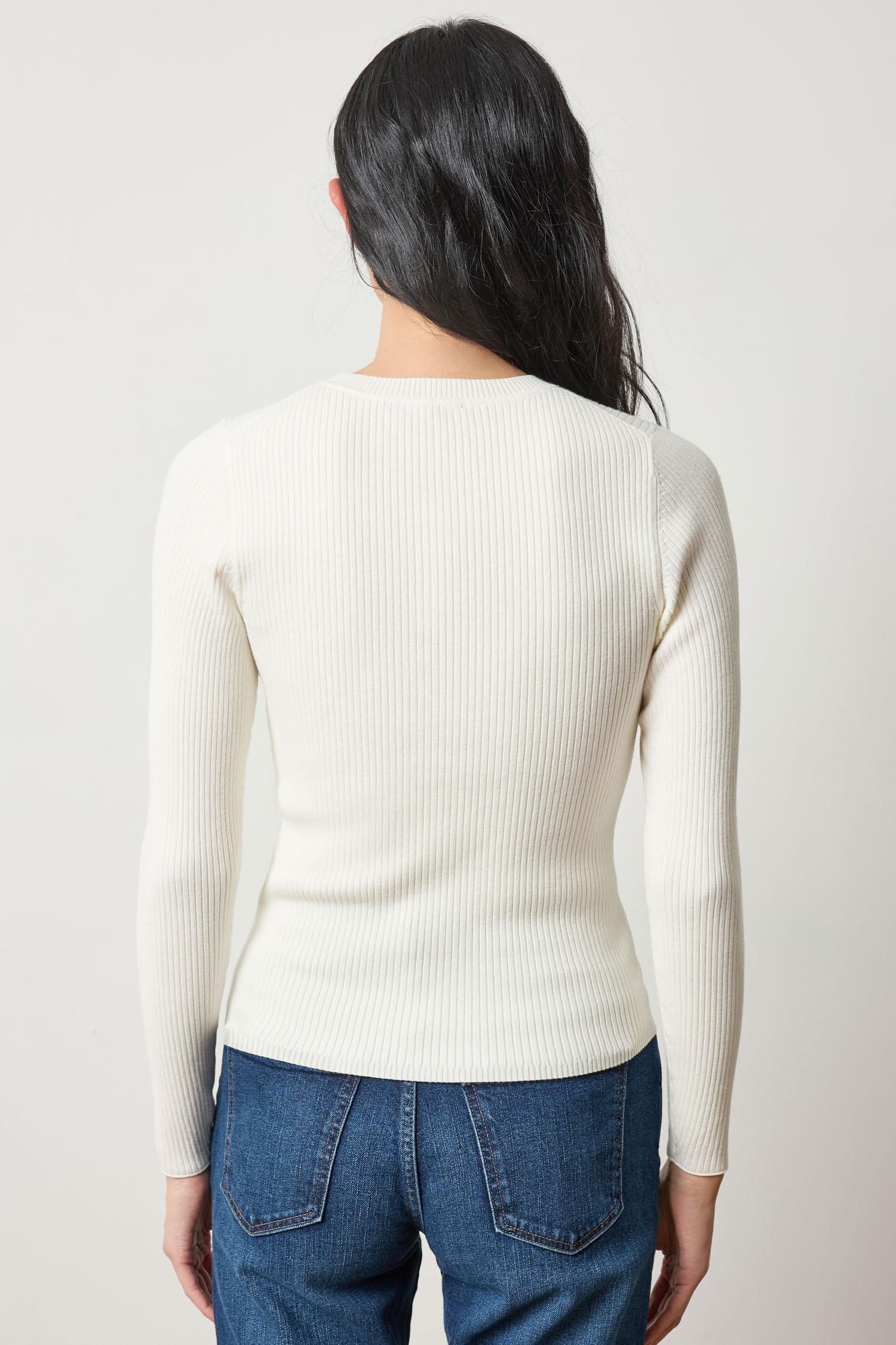 Fitted Crewneck Sweater in color Cream Image A2