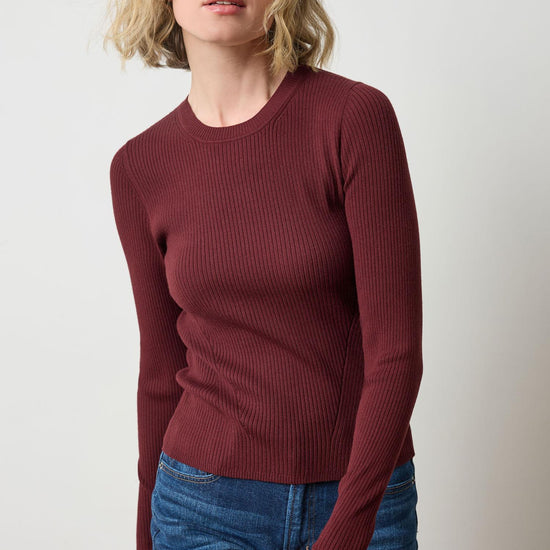 Fitted Crewneck Sweater in color Dark Cherry Image A1