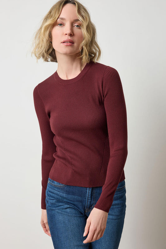 Fitted Crewneck Sweater in color Dark Cherry Image A1