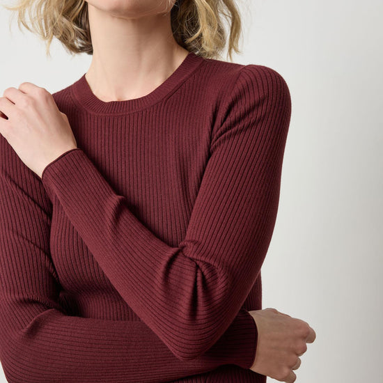 Fitted Crewneck Sweater in color Dark Cherry Image A3