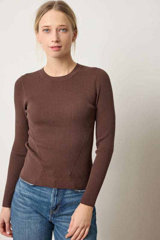 Fitted Crewneck Sweater in color Mink Image A1