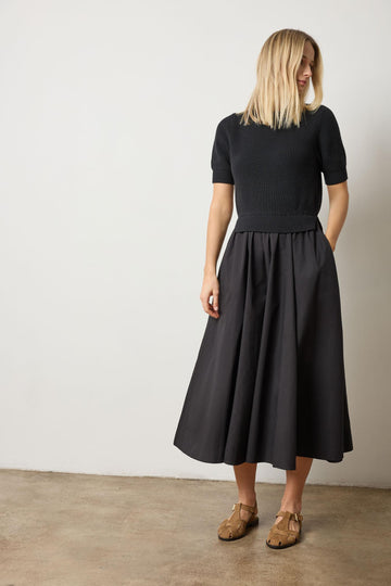 Mixed Media Dress Womens Dress Black A3