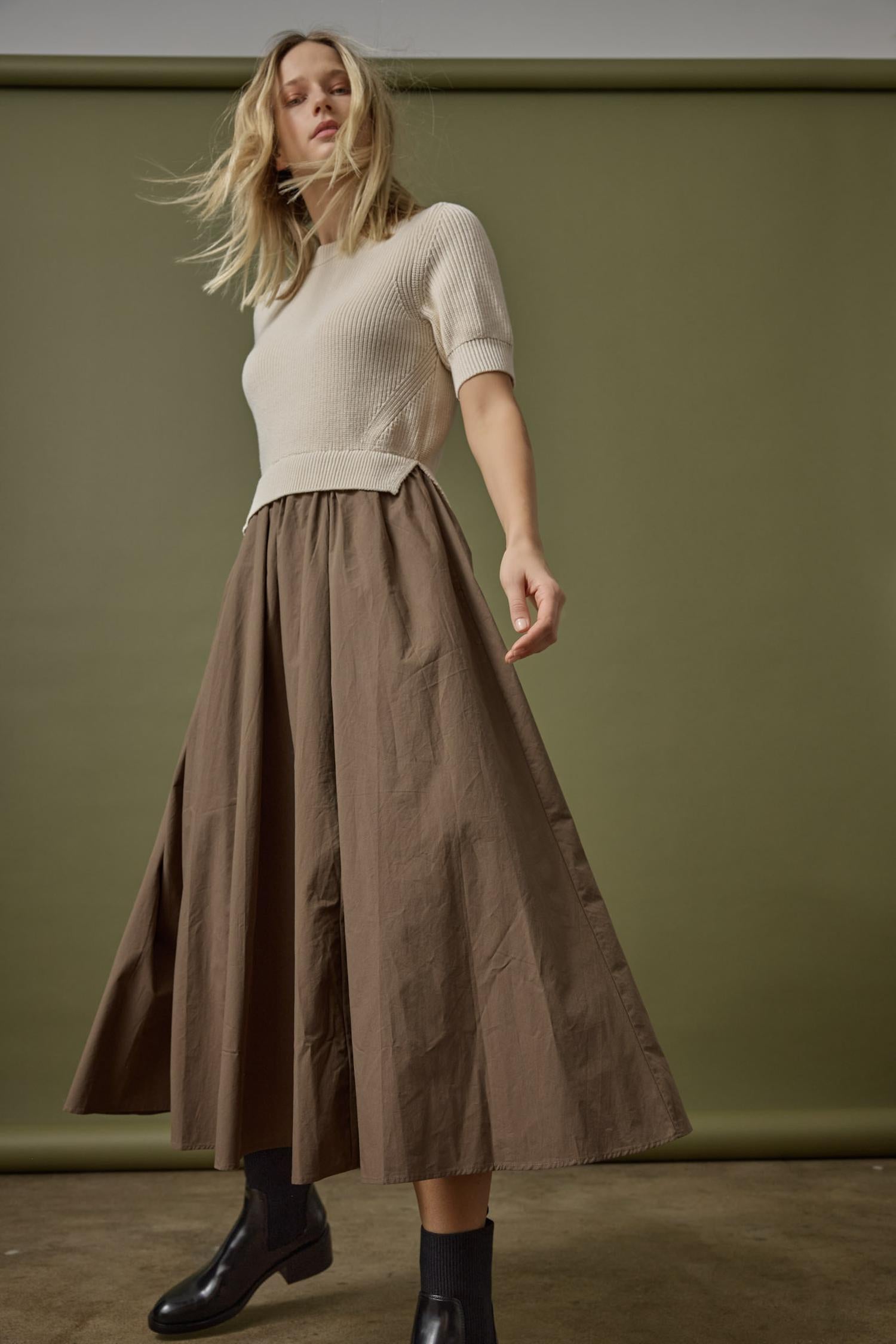 Mixed Media Dress in color Ivory Image C0