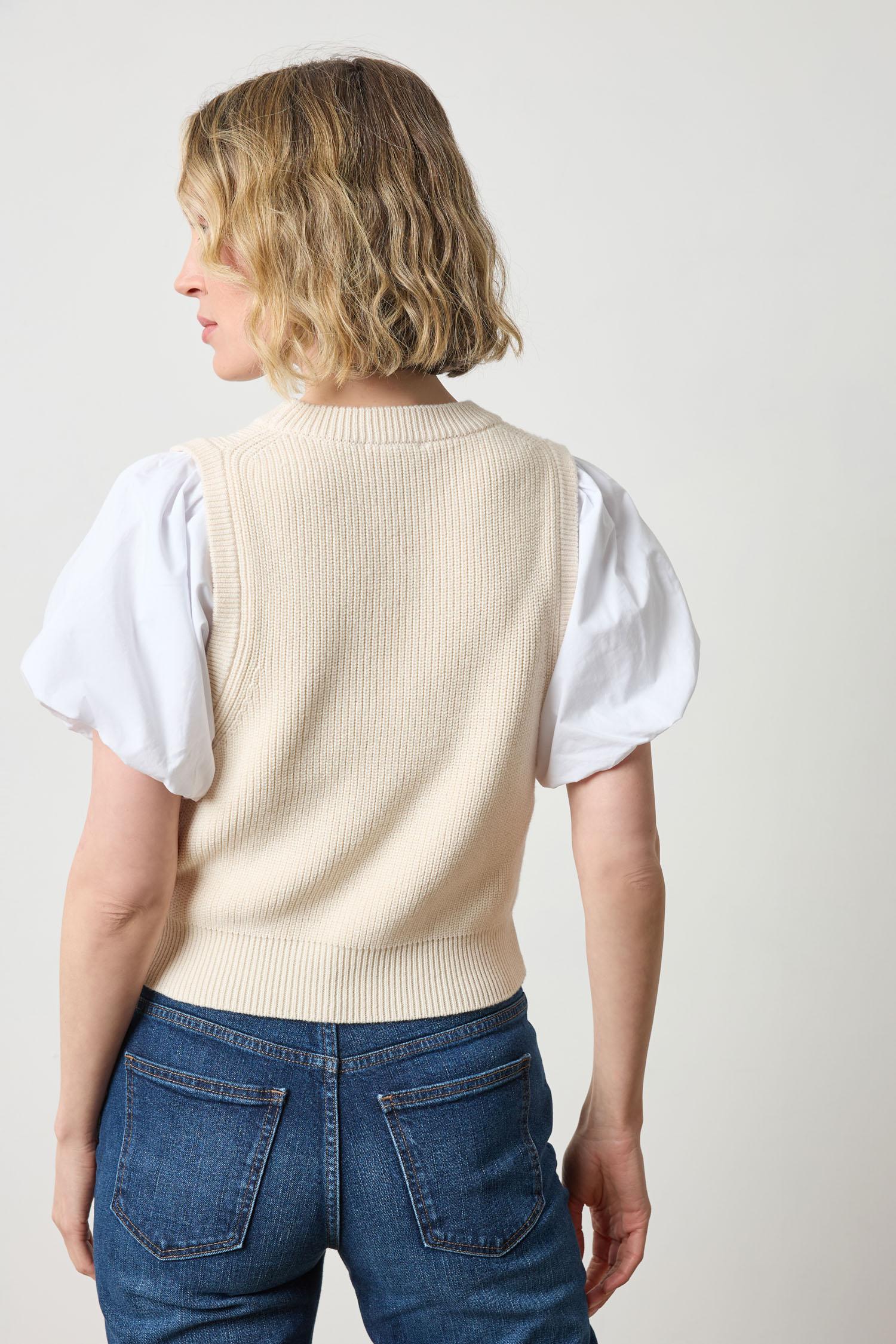Mixed Media Pullover Sweater in color Ivory Image A2