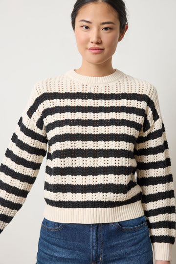 Stripe Stitch Sweater in color Ivory/Black Image A1