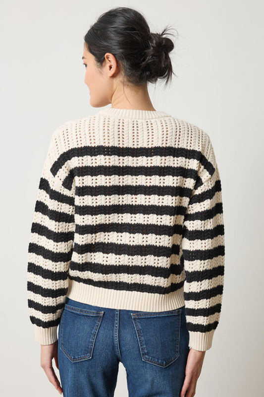 Stripe Stitch Sweater in color Ivory/Black Image A2