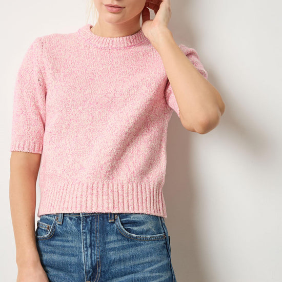 Short Sleeve Marled Pullover in color Rosebud Marl Image A3