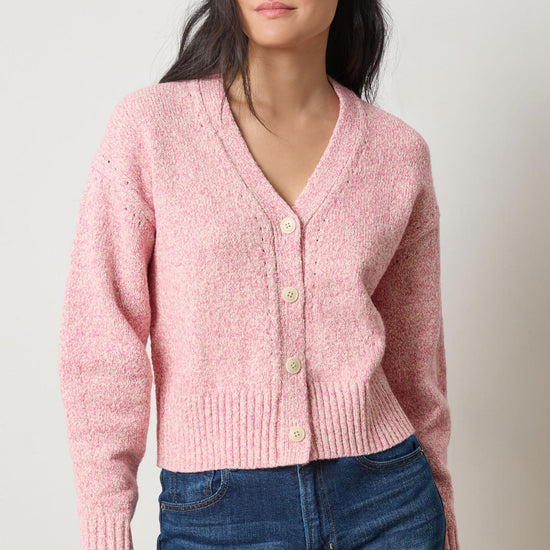 Marled V Cardigan Womens Sweater Rosebud Marl A1